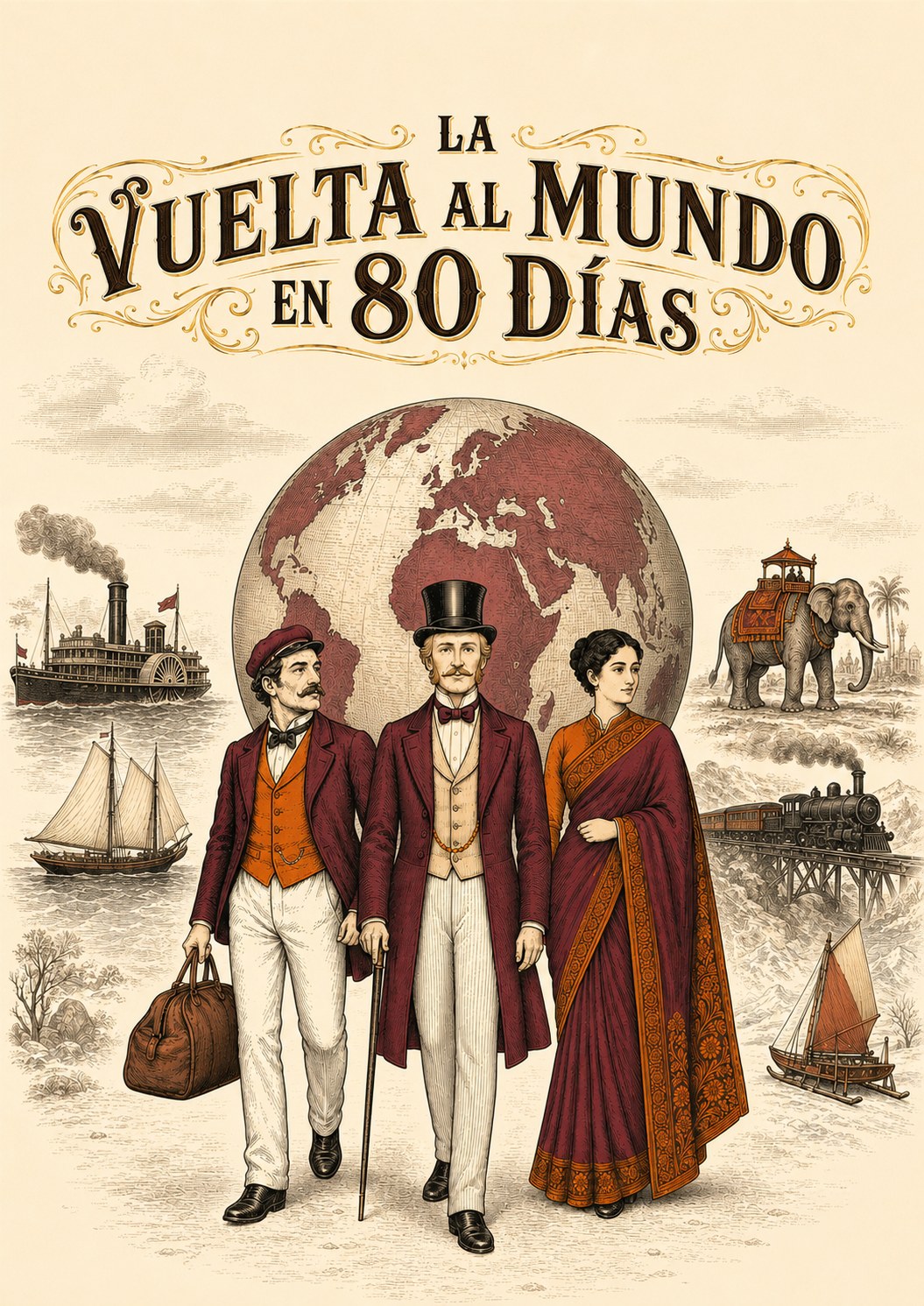 Portada de La vuelta al mundo en 80 días, de Julio Verne